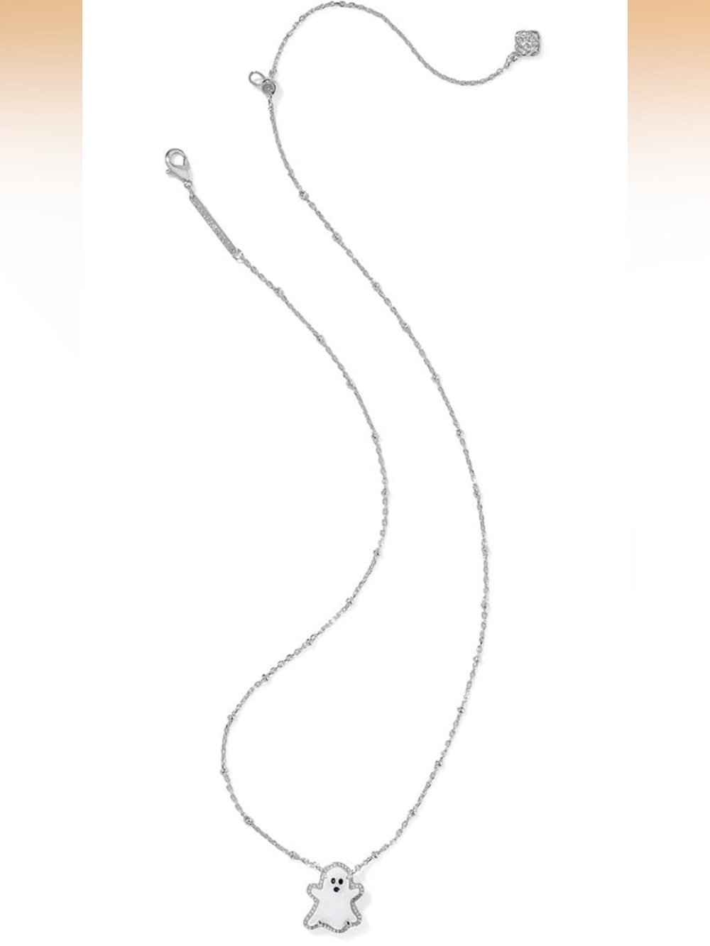 NWT Kendra Scott Silver Ghost Short Pendant Necklace - Picture 3 of 7